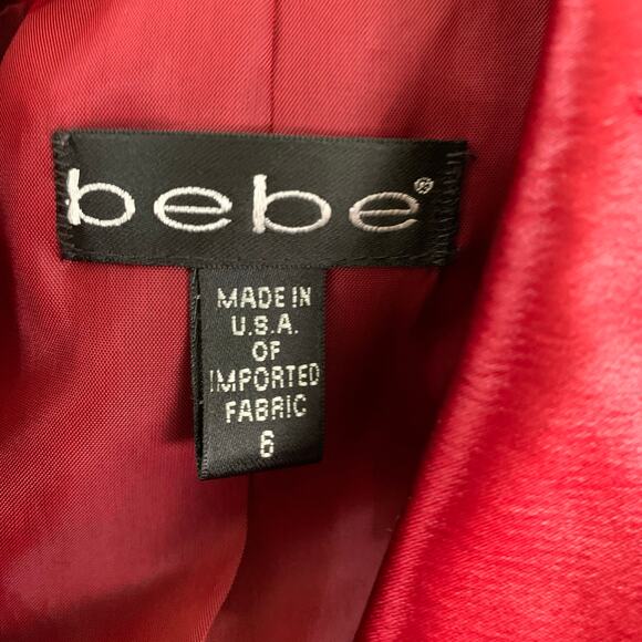 Vintage Bebe Size 6 Satiny Blazer Coat Jacket Red Gold Button Accent Formal - Picture 8 of 10
